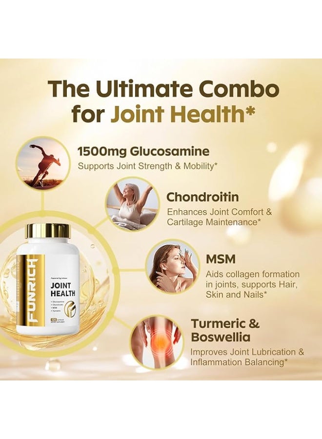 FUNRICH Glucosamine Chondroitin MSM 2100mg- Joint Support Supplement for Women and Men with MSM, Turmeric & Boswellia, for Cartilage, Joint Comfort and Flexibility - 90 Capsules - Image 3